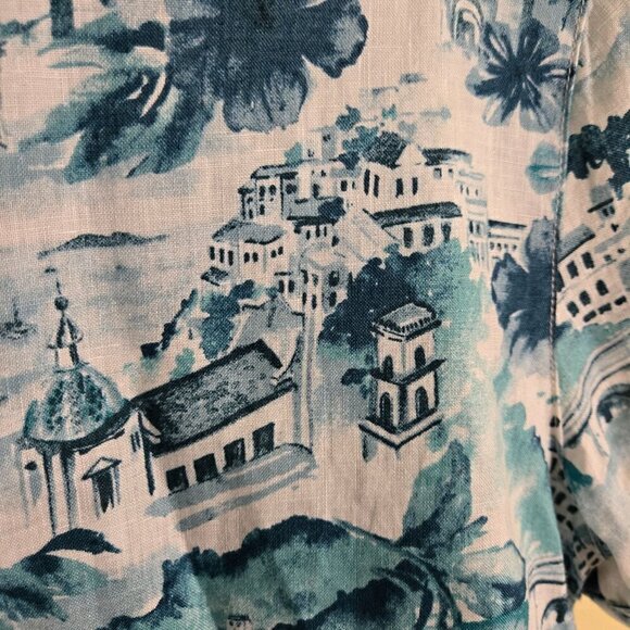 Cynthia Rowley 100% Linen Amalfi Coast Italy Print Button Front Shirt Size L - Picture 4 of 5